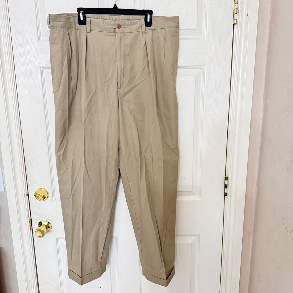 VTG Bills Khakis M1 Relaxed Fit Pleated Cuffed Cotton Chino Pants Mens 42x30 USA